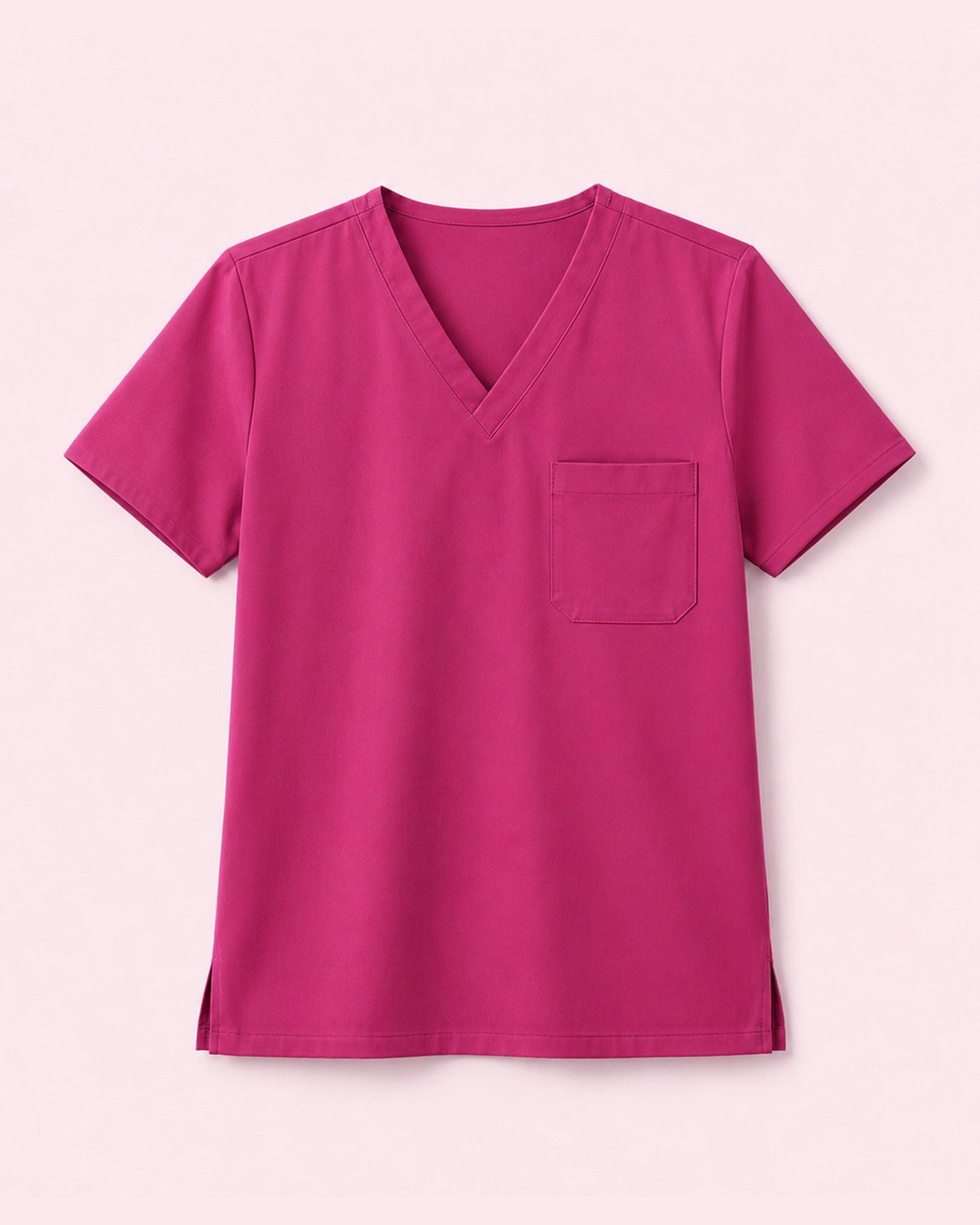 Men's One-Pocket V-neck Scrub Top Wild Berry - Scrubloop