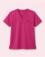 Men's One-Pocket V-neck Scrub Top Wild Berry - Scrubloop