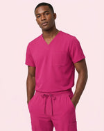 Men's One-Pocket V-neck Scrub Top Wild Berry - Scrubloop