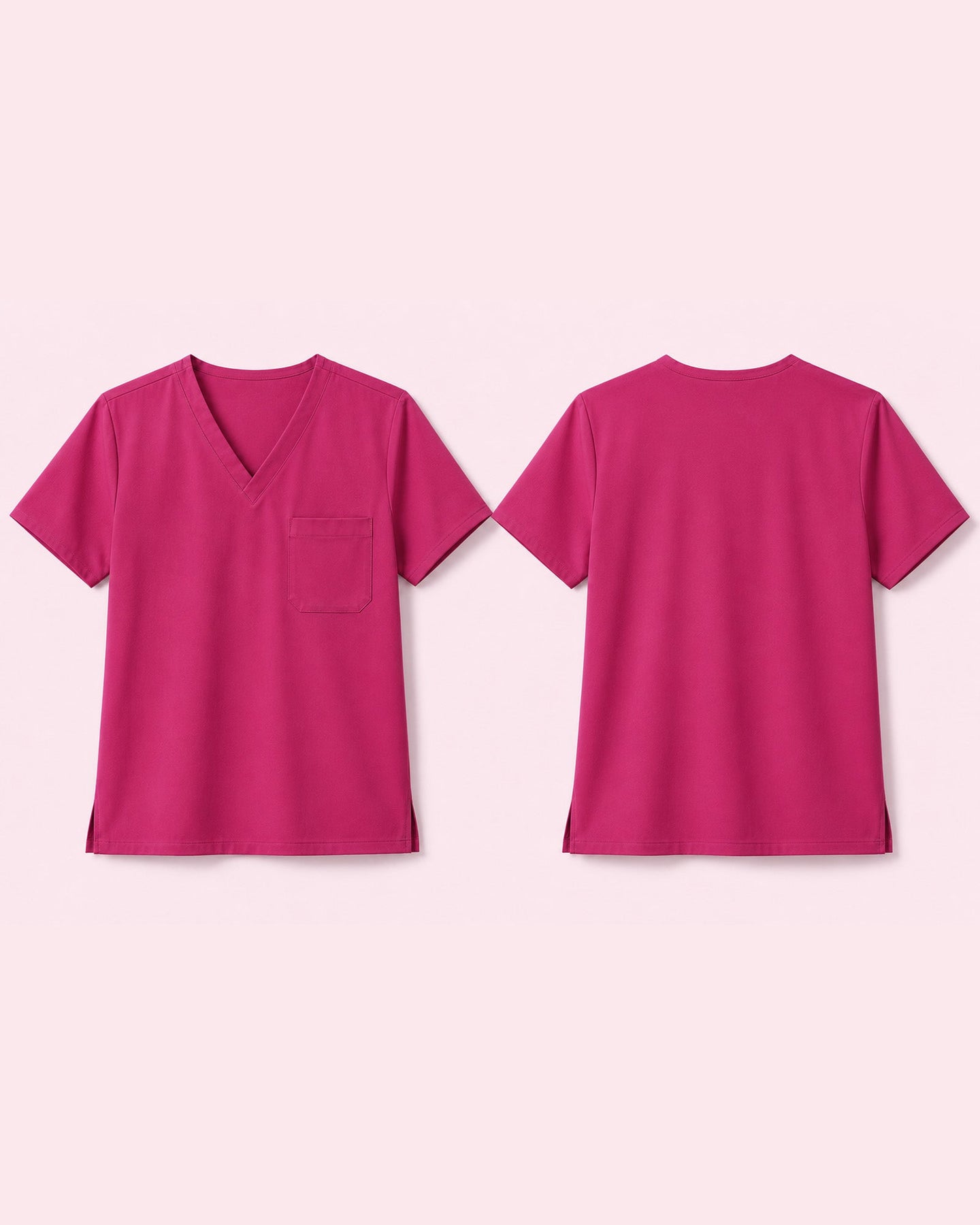 Men's One-Pocket V-neck Scrub Top Wild Berry - Scrubloop