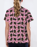 Merry Catmas Christmas Lights Black Cat Scrub Top - Scrubloop