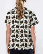 Merry Catmas Christmas Lights Black Cat Scrub Top - Scrubloop