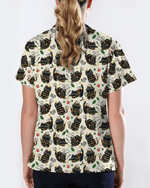 Merry Catmas Christmas Lights Black Cat Scrub Top - Scrubloop
