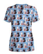 Merry Xmas Nurse Six Seven Cat Scrub Top - Scrubloop