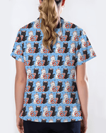 Merry Xmas Nurse Six Seven Cat Scrub Top - Scrubloop