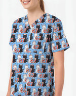 Merry Xmas Nurse Six Seven Cat Scrub Top - Scrubloop