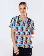 Merry Xmas Nurse Six Seven Cat Scrub Top - Scrubloop