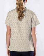 Minimalist Sketch Bunny Rabbit Medical Scrub Top - Scrubloop