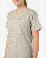 Minimalist Sketch Bunny Rabbit Medical Scrub Top - Scrubloop