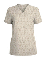 Minimalist Sketch Bunny Rabbit Medical Scrub Top - Scrubloop