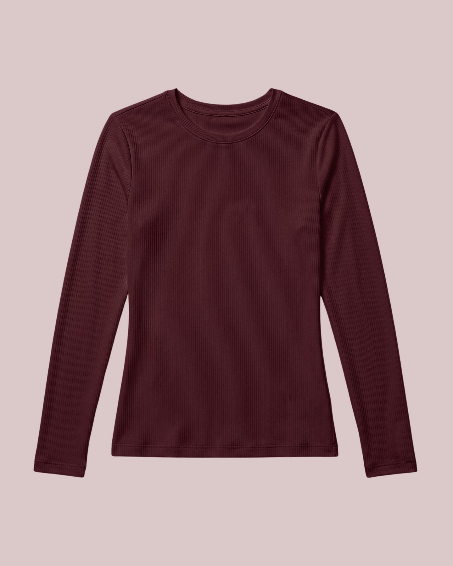 Women's Ribbed Long-Sleeve Underscrub Burgundy