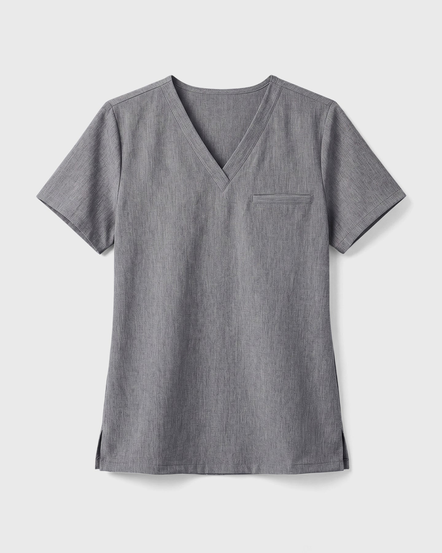 Women's One-Pocket V-neck Scrub Top Heather Gray