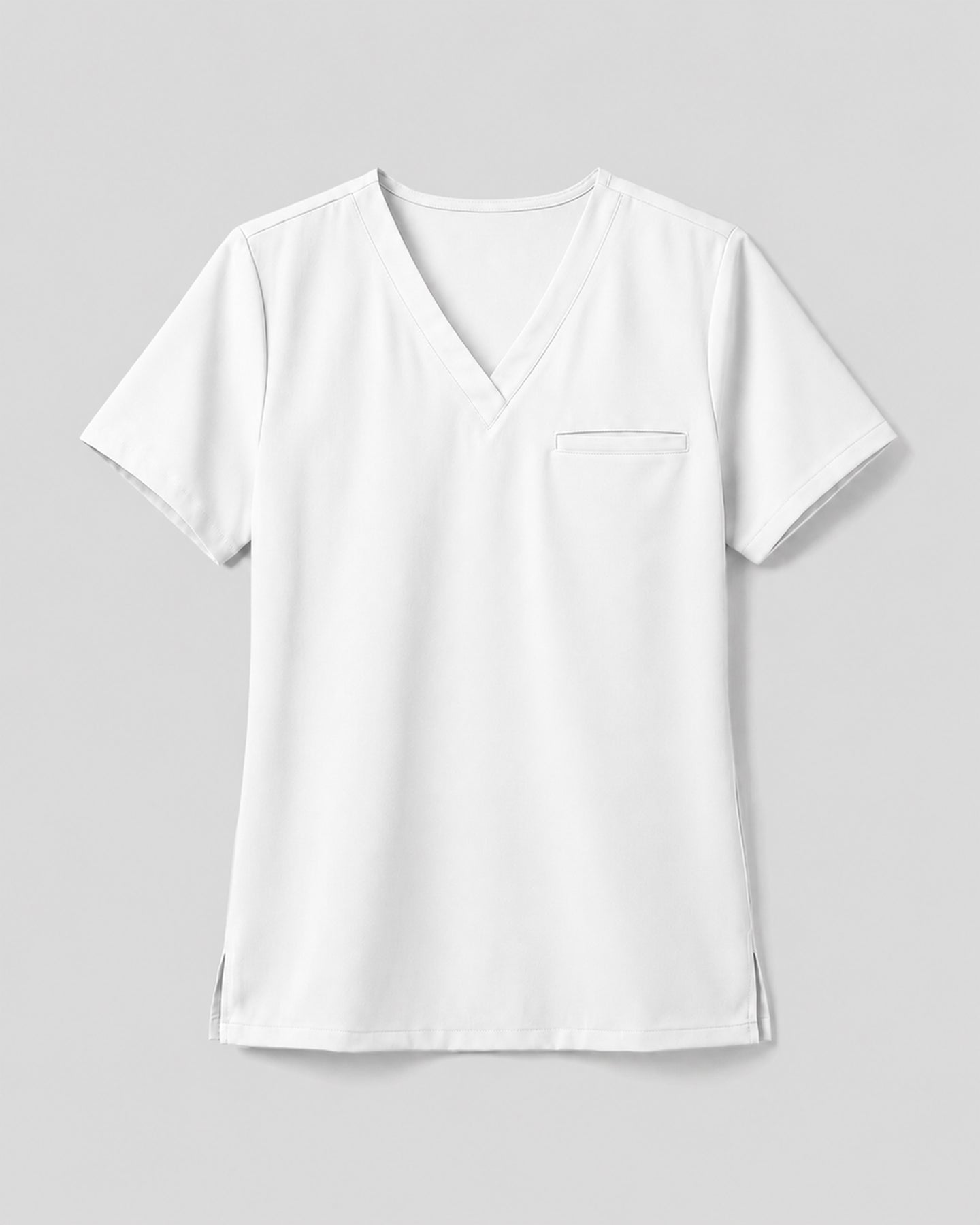 Women's One-Pocket V-neck Scrub Top White