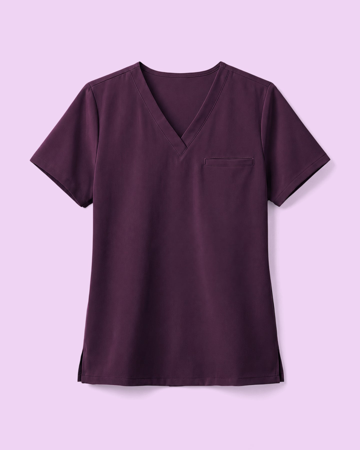 Women's One-Pocket V-neck Scrub Top Deep Eggplant