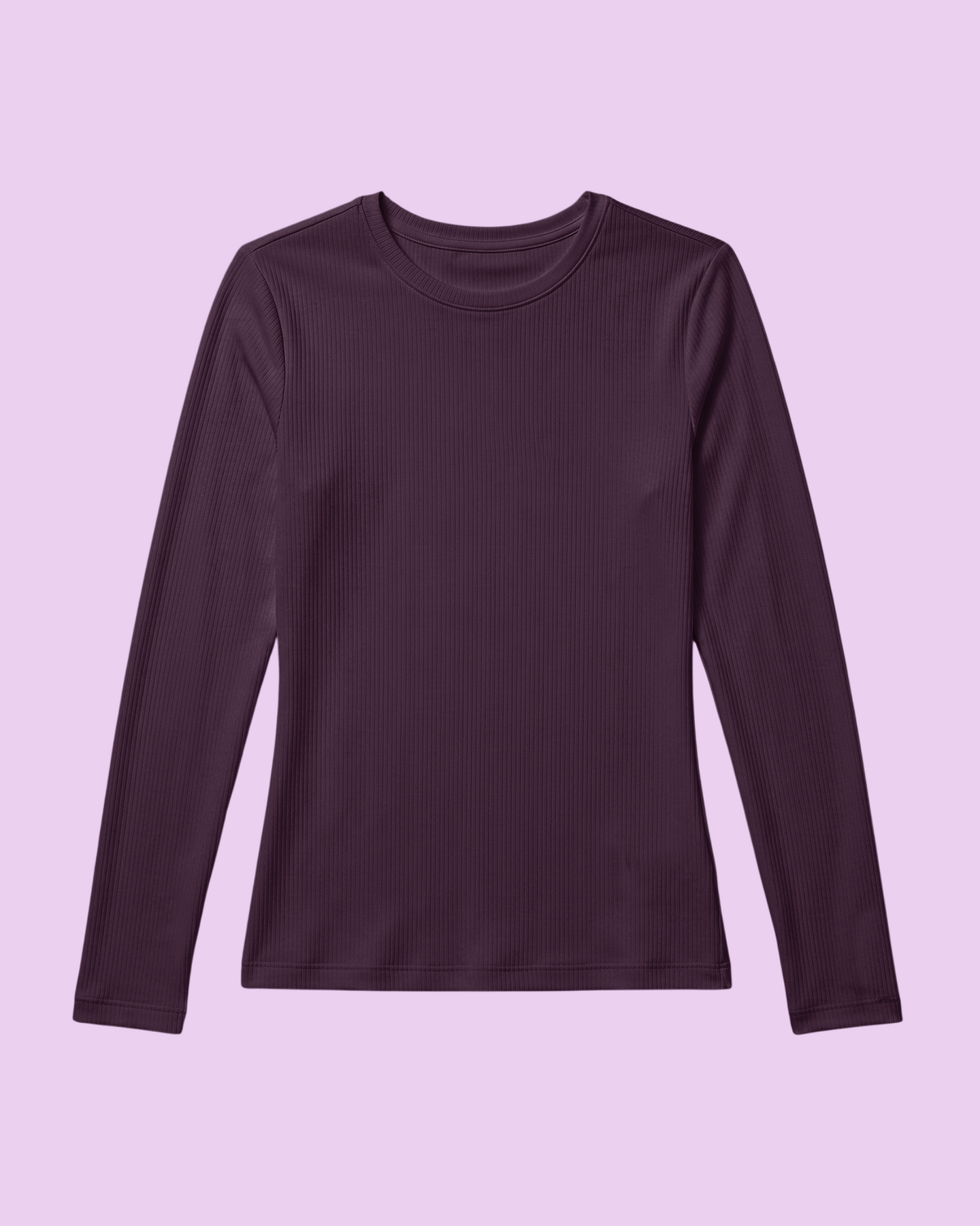 Women's Ribbed Long-Sleeve Underscrub Deep Eggplant
