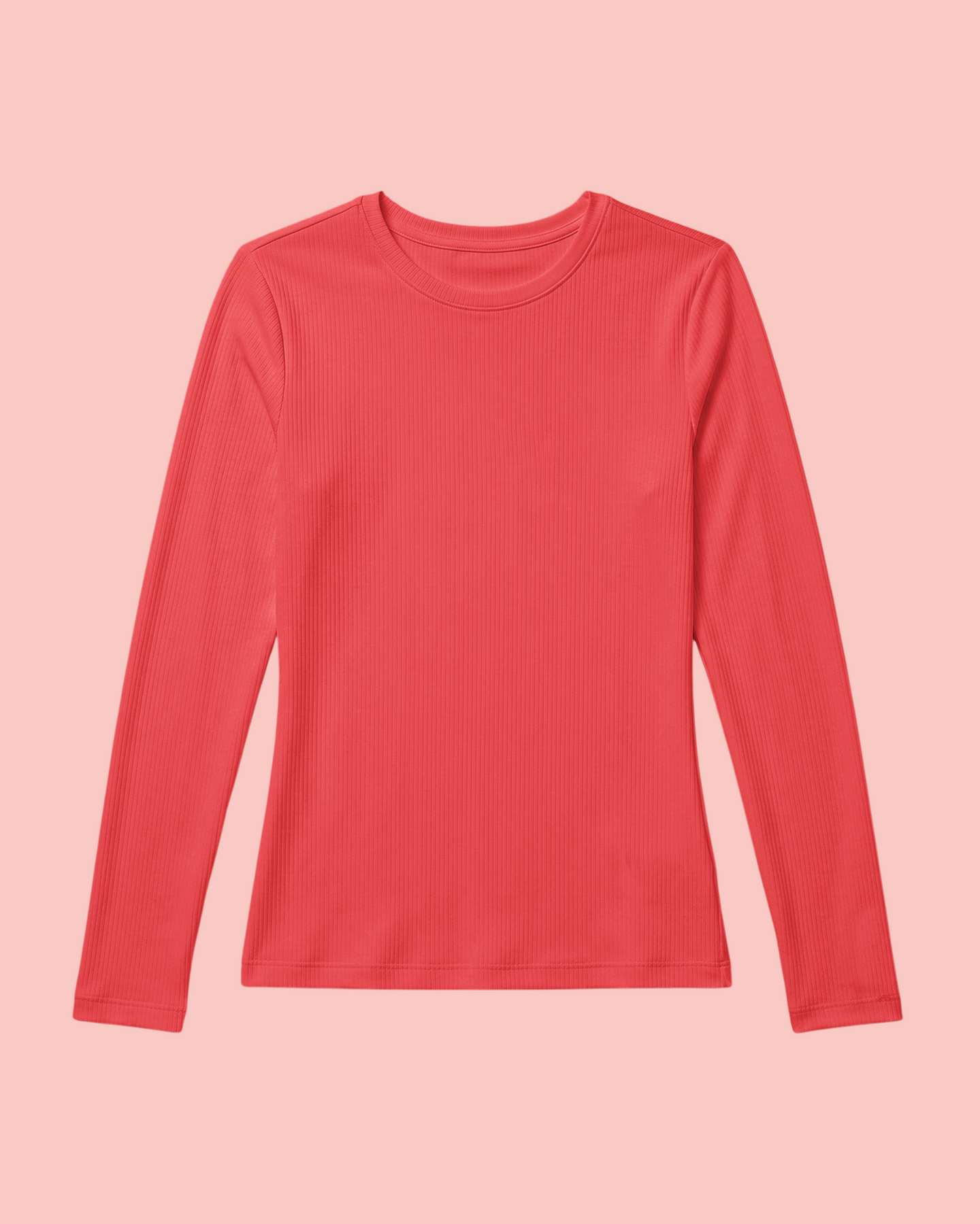 Women's Ribbed Long-Sleeve Underscrub Coral