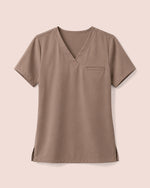 Women's One-Pocket V-neck Scrub Top Mocha