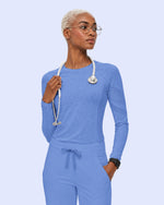 Women's Seamless Long-sleeve Underscrub in Ceil Blue
