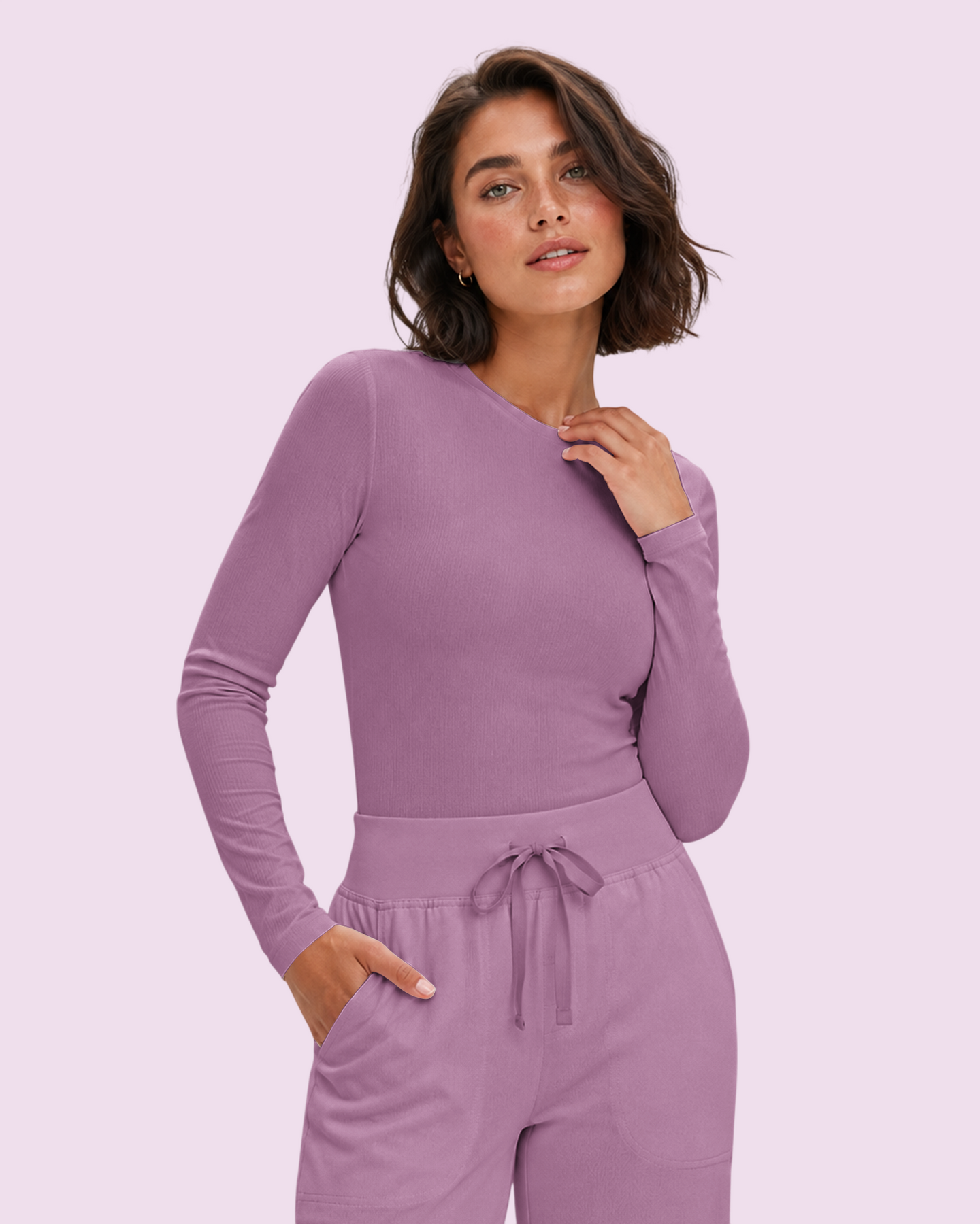Women's Ribbed Long-Sleeve Underscrub Lilac
