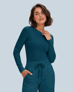 Women's Ribbed Long-Sleeve Underscrub Caribbean Blue
