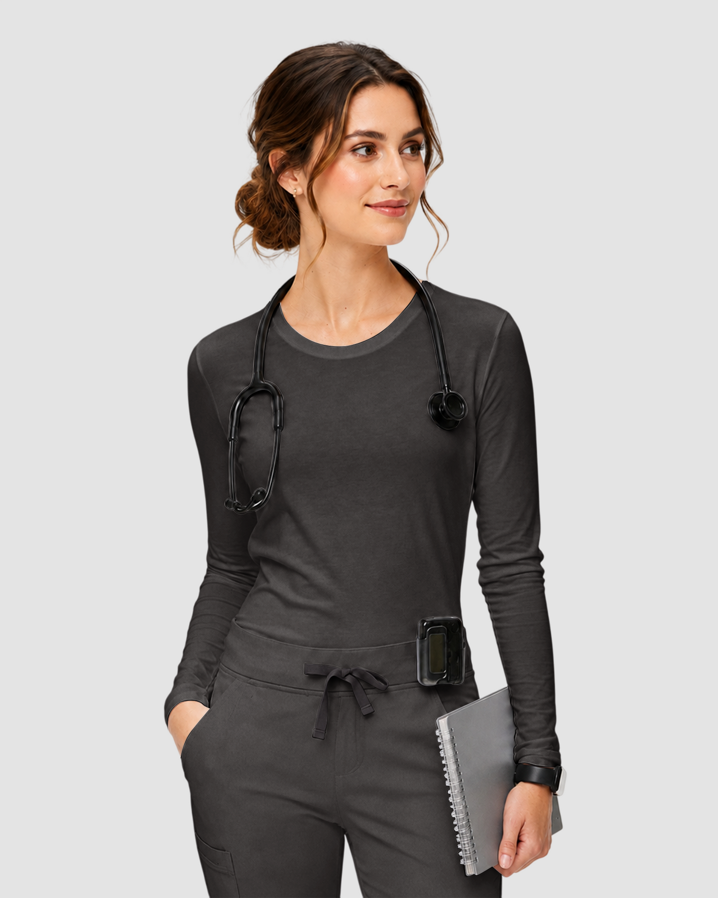 Women's Supersoft Long-Sleeve Underscrub Charcoal