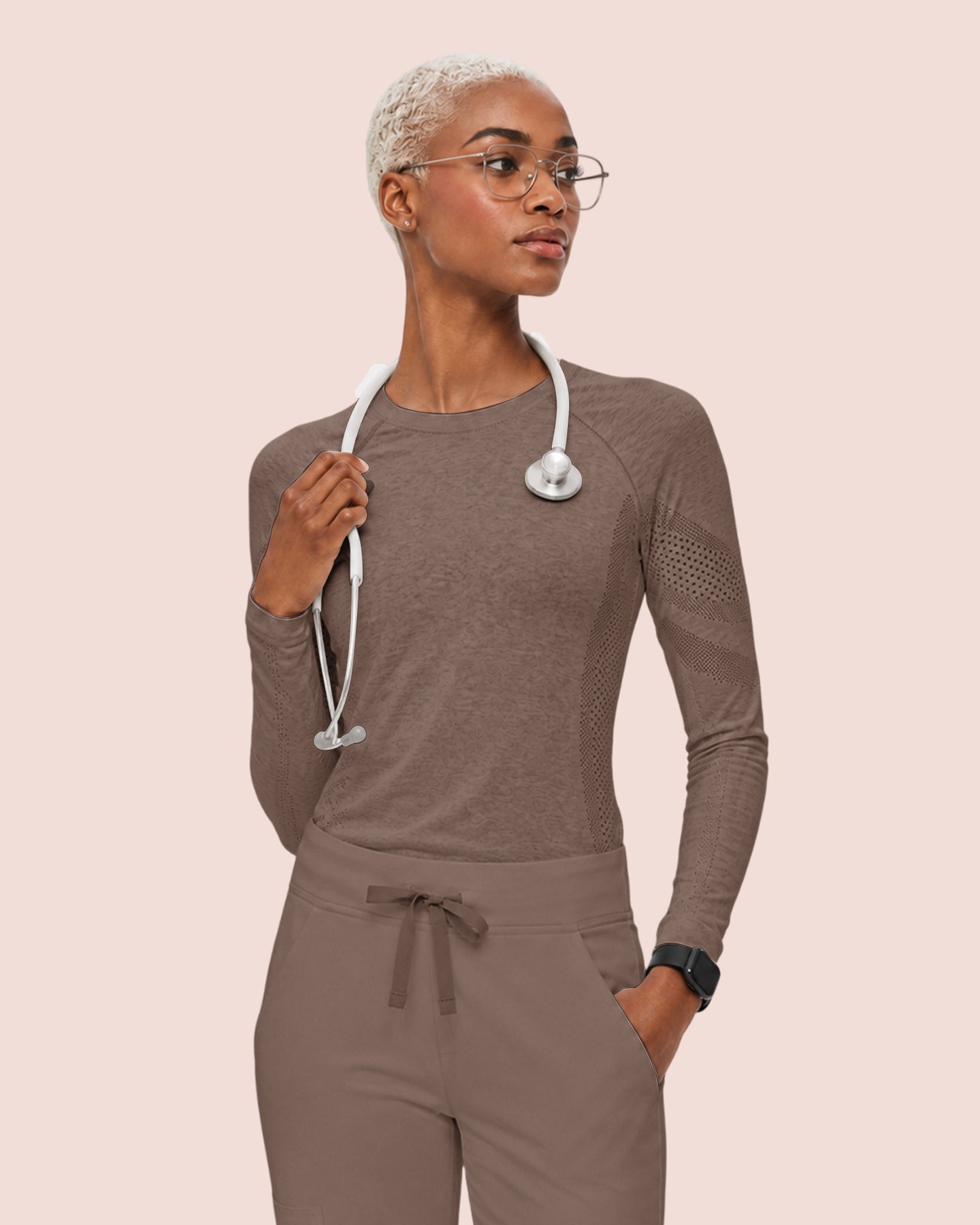 Women's Seamless Long-sleeve Underscrub Mocha