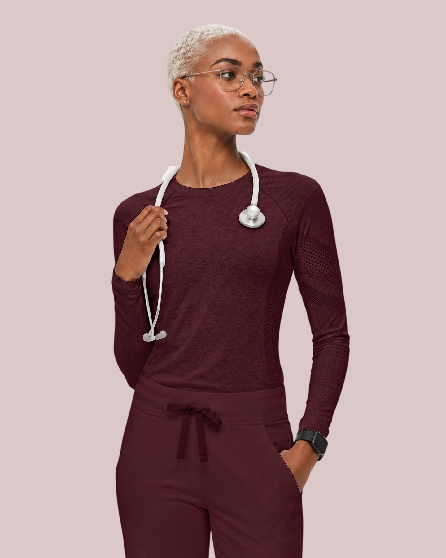 Women's Seamless Long-sleeve Underscrub Burgundy