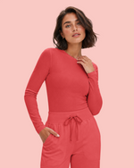 Women's Ribbed Long-Sleeve Underscrub Coral
