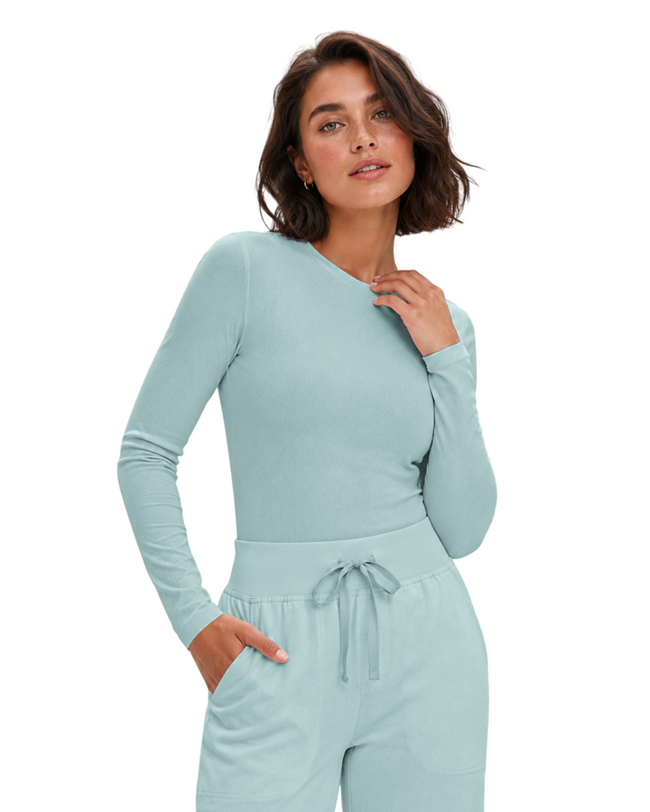 Women's Ribbed Long-Sleeve Underscrub Sky Blue
