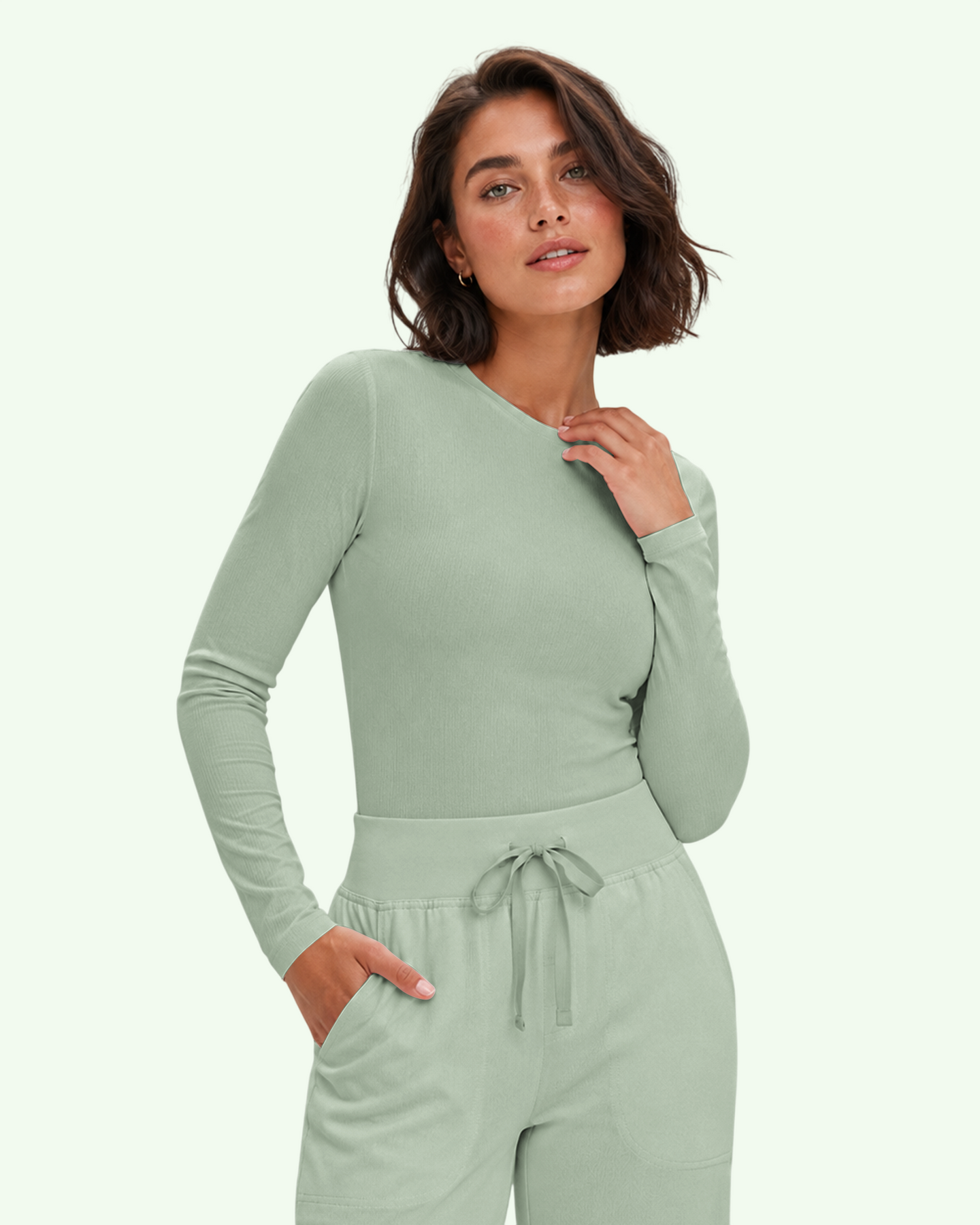 Women's Ribbed Long-Sleeve Underscrub Mint