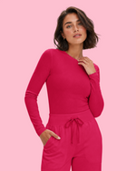Women's Ribbed Long-Sleeve Underscrub Sangria