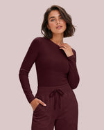 Women's Ribbed Long-Sleeve Underscrub Burgundy