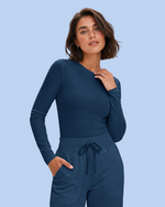 Women's Ribbed Long-Sleeve Underscrub Ocean