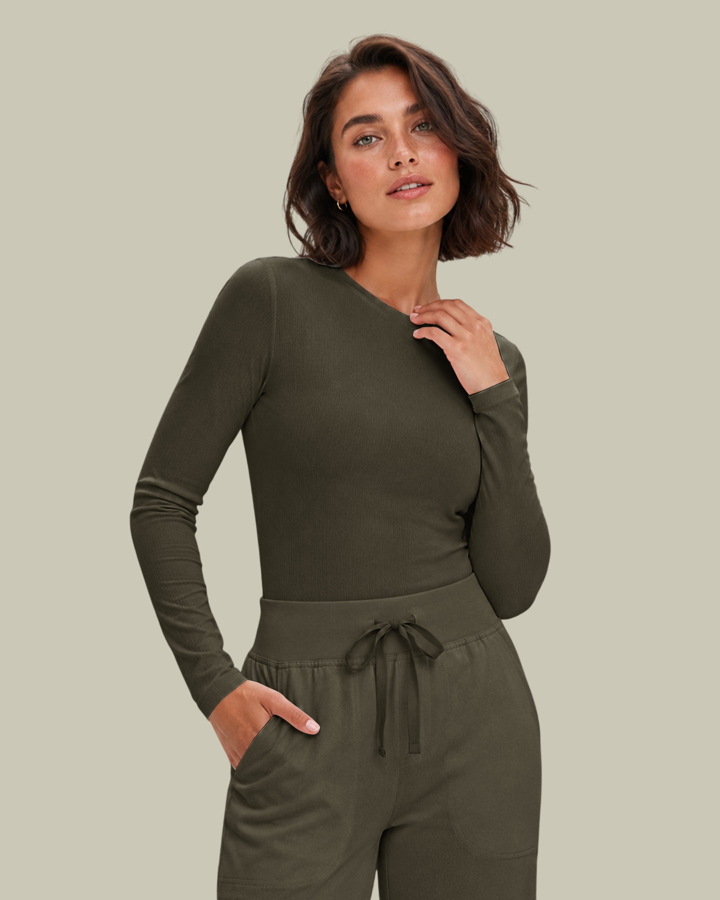Women's Ribbed Long-Sleeve Underscrub Olive