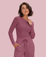 Women's Ribbed Long-Sleeve Underscrub Mauve