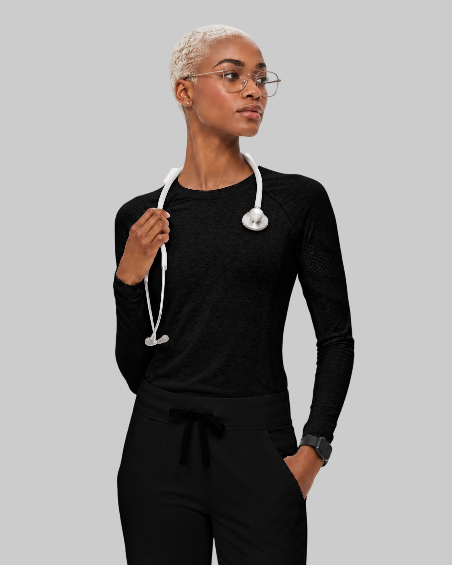 Women's Seamless Long-sleeve Underscrub Black