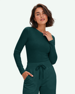 Women's Ribbed Long-Sleeve Underscrub Midnight Green