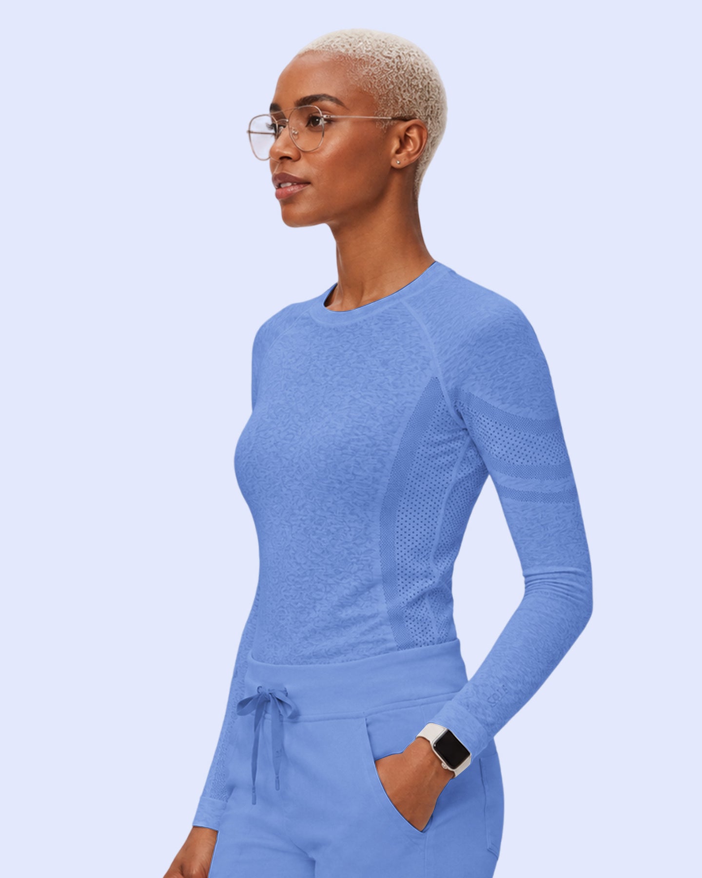 Women's Seamless Long-sleeve Underscrub in Ceil Blue