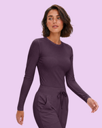 Women's Ribbed Long-Sleeve Underscrub Deep Eggplant