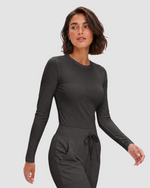 Women's Ribbed Long-Sleeve Underscrub Charcoal