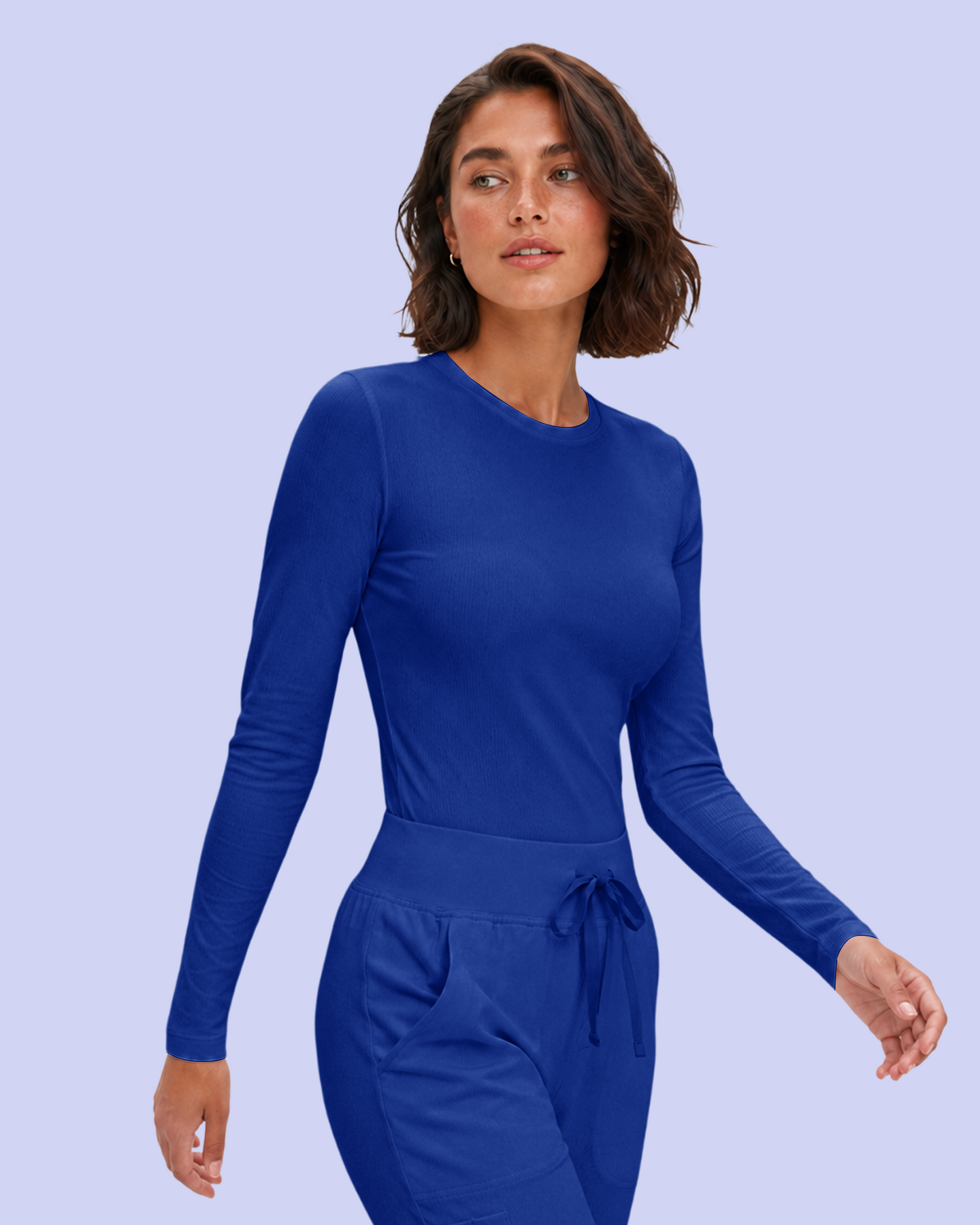 Women's Ribbed Long-Sleeve Underscrub Galaxy Blue