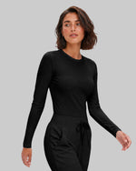 Women's Ribbed Long-Sleeve Underscrub Black
