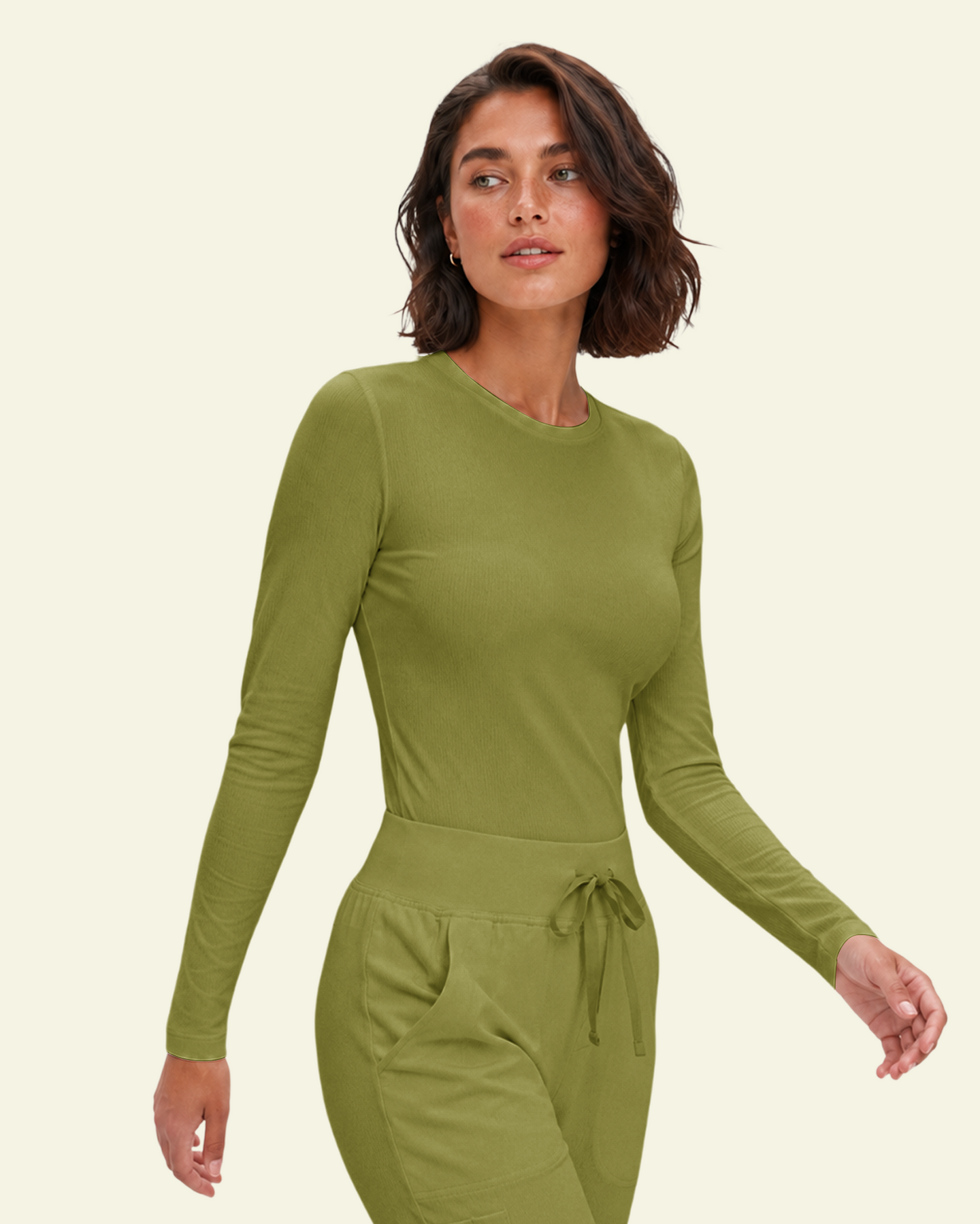 Women's Ribbed Long-Sleeve Underscrub Avocado