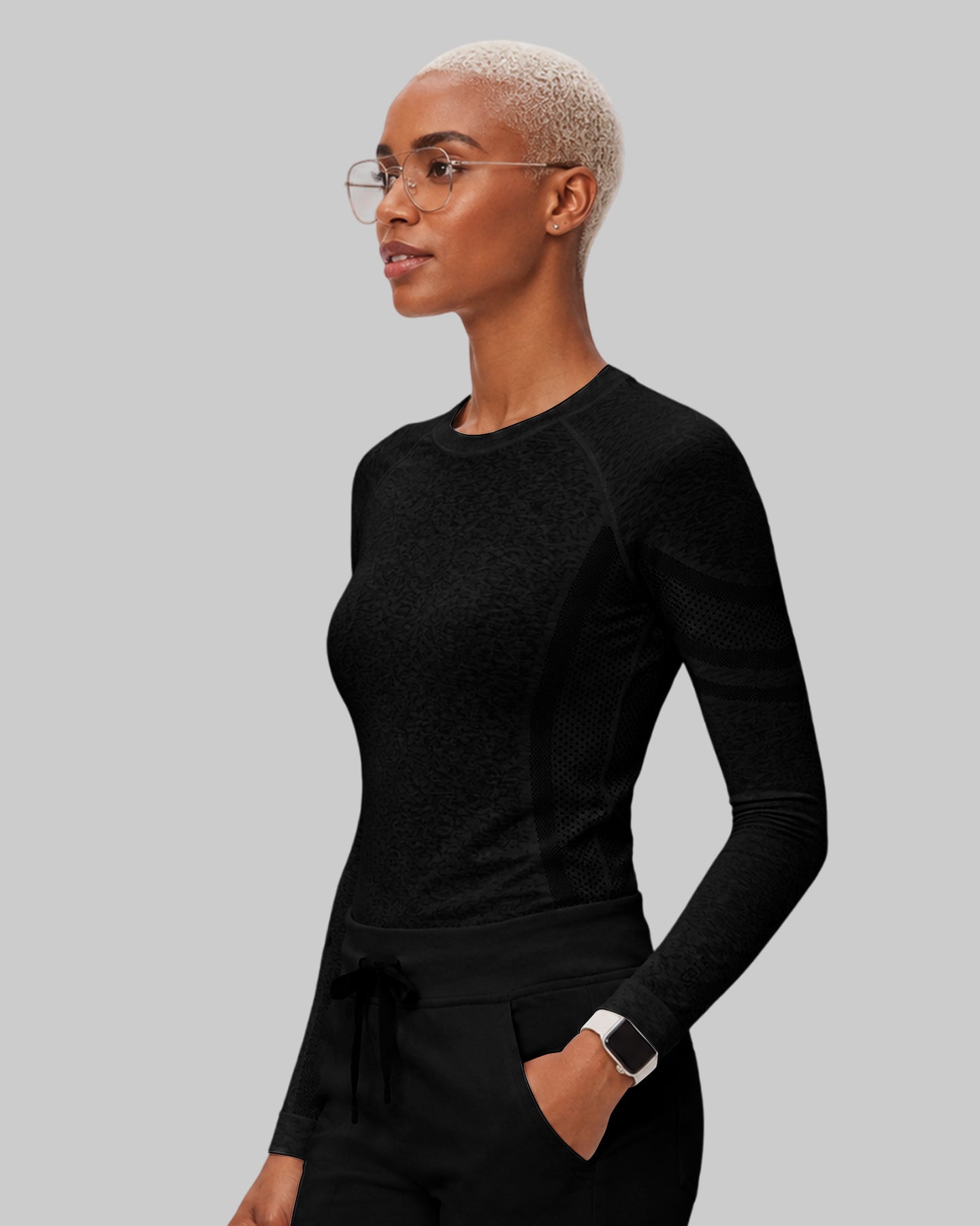Women's Seamless Long-sleeve Underscrub Black
