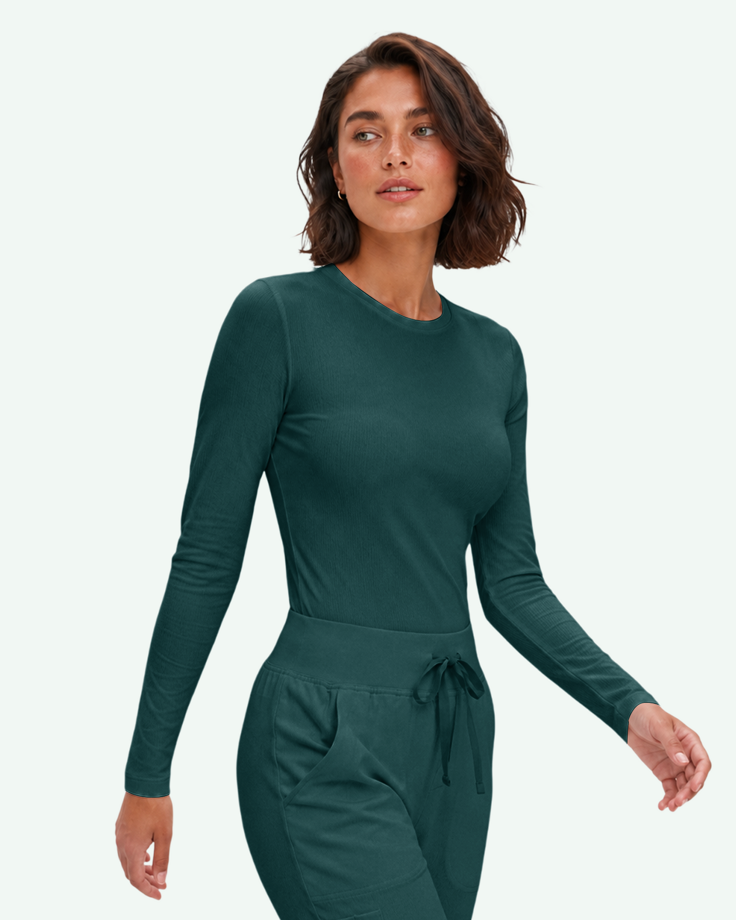 Women's Ribbed Long-Sleeve Underscrub Midnight Green