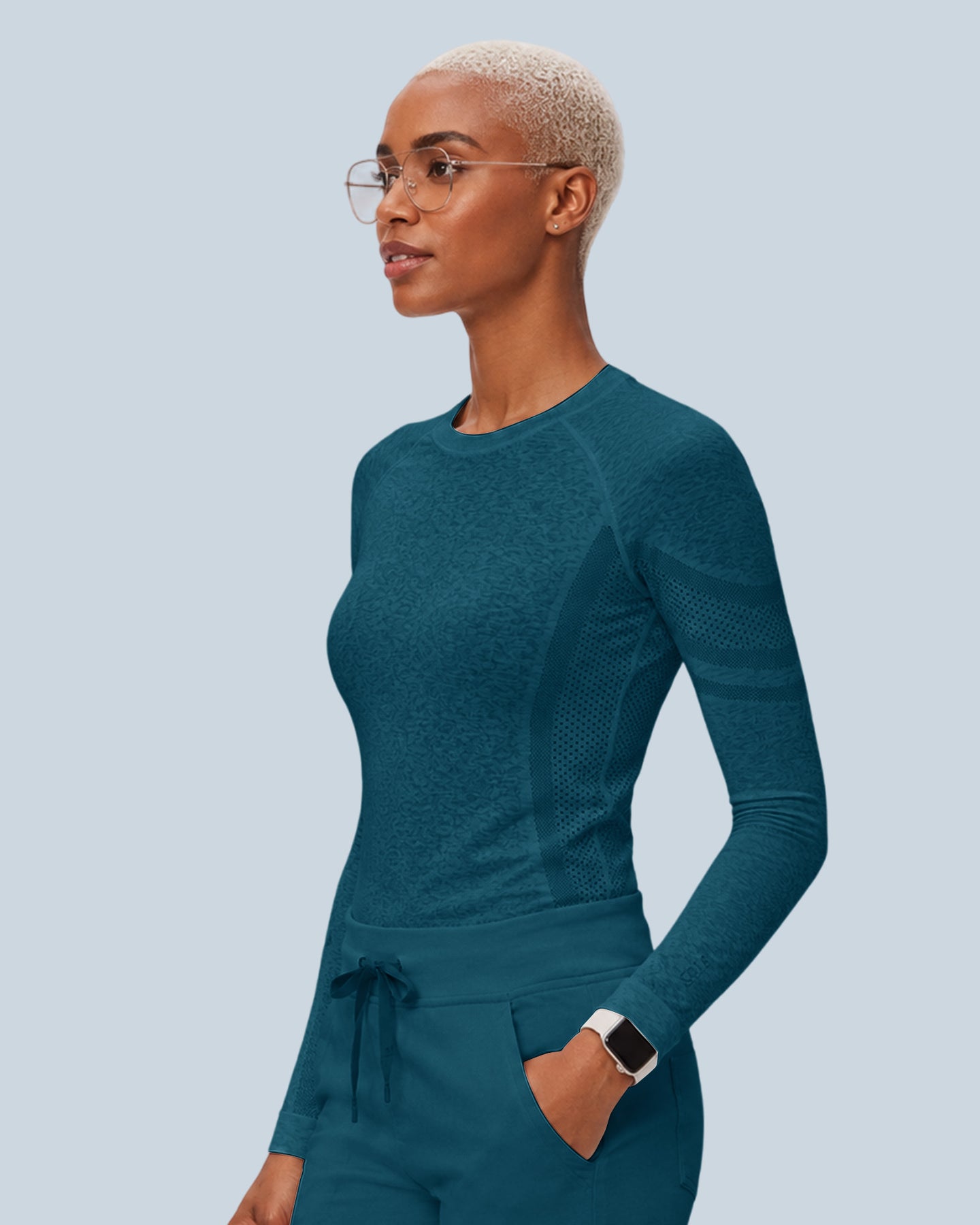 Women's Seamless Long-sleeve Underscrub Caribbean Blue