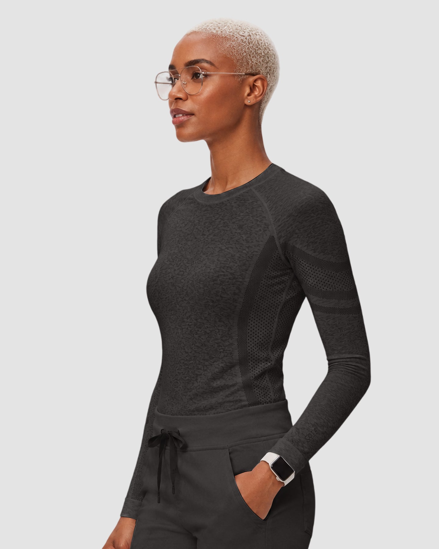Women's Seamless Long-sleeve Underscrub Charcoal