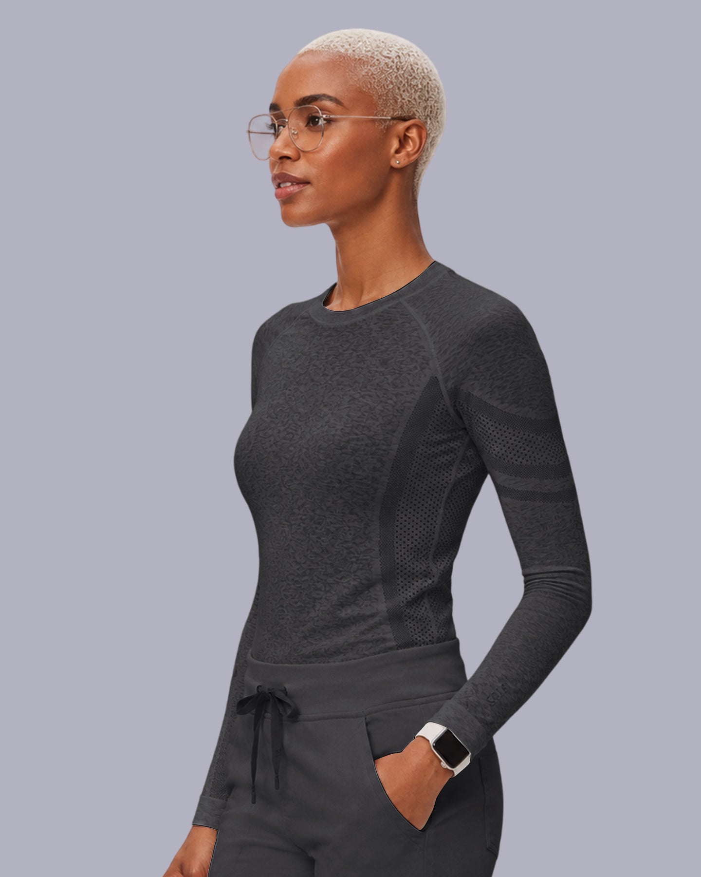 Women's Seamless Long-sleeve Underscrub Pewter