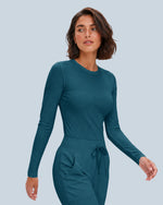Women's Ribbed Long-Sleeve Underscrub Caribbean Blue