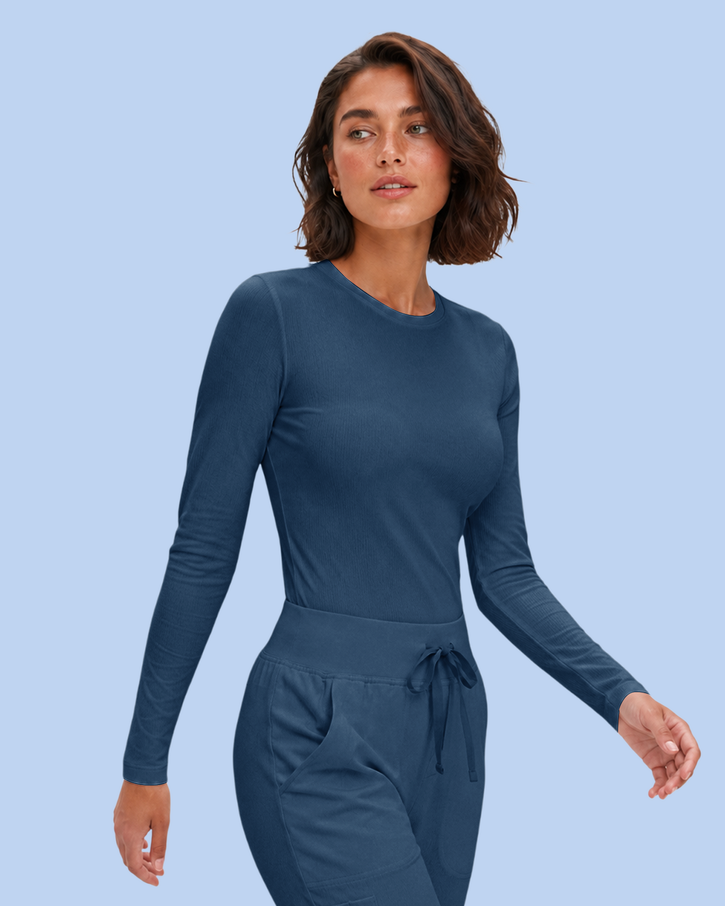 Women's Ribbed Long-Sleeve Underscrub Ocean